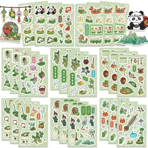 Dragon Boat Festival Stickers Cute Cartoon Zongzi Decals Waterproof PVC Journaling Stationery Decorative Stickers