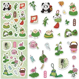 Cute Dragon Boat Festival stickers set, waterproof DIY journal decals for phone and laptop.