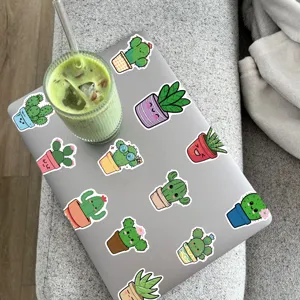 Lot d autocollants mignons cactus dessin animé imperméables pour ordinateur portable valise
