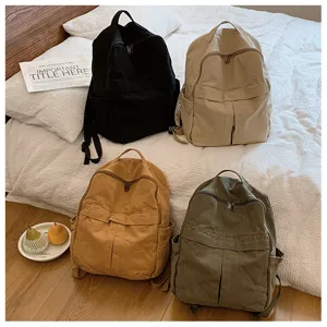 Sac à dos en toile décontracté grande capacité sac d'école voyage quotidien sac élégant