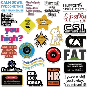 Funny sarcastic meme waterproof sticker pack, cool skateboard and luggage decorative decals.