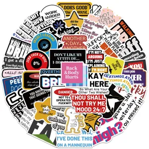 50pcs funny quote meme stickers waterproof vinyl decals for laptop skateboard luggage suitcase