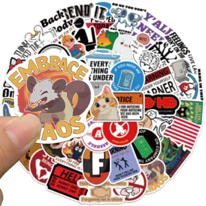 50pcs waterproof funny humorous stickers pack for laptop luggage skateboard DIY decor.