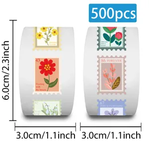 500pcs roll vintage floral stamp stickers waterproof decorative sealing labels for cup