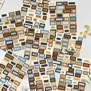 Vintage English word sticker sheets aesthetic stationery DIY scrapbooking decorative decals