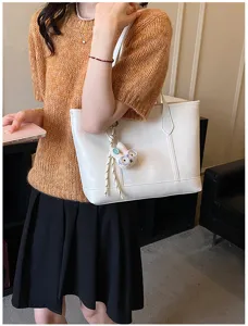 Large capacity tote bag for women stylish PU leather shoulder bag commute daily work