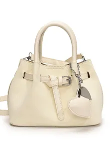 Fashion woven bucket bag for women, elegant white PU leather crossbody and shoulder handbag.