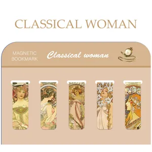 Vintage Classical Woman Magnetic Bookmark Art Nouveau Style Page Clips Book Markers For Reading Office School Supplies