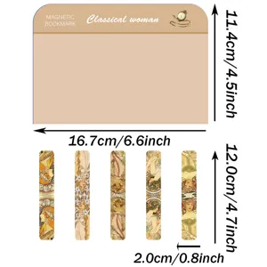 5pcs vintage classical woman magnetic bookmarks set art nouveau style book page clips