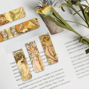 Vintage art nouveau style magnetic bookmarks set of 5, elegant classical women book page clips.