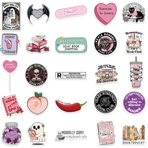 Waterproof bookish sticker pack for laptop and water bottle, reading lover vinyl decals set.
