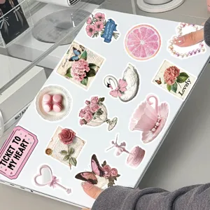 Cute pink aesthetic stickers waterproof DIY decal for laptop journal water bottle cute decor