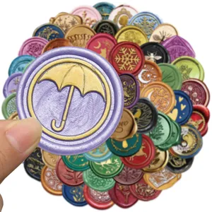 Adesivi colorati vintage con sigillo di cera impermeabili decorativi fai da te 64pz