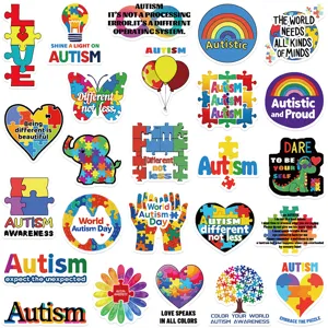 50pz Autismo Consapevolezza Adesivi Impermeabili in Vinile per Laptop Borraccia Casco
