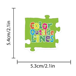 Autismo consapevolezza puzzle adesivo con lettere colorate e dimensioni per decorare.
