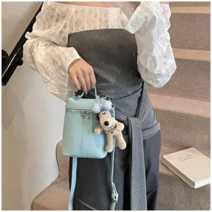 Korean fashion mini crossbody bag versatile single shoulder handbag with cute plush pendant for women