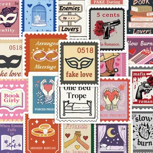 50 Τεμ. Book Trope Αυτοκόλλητα Γραμματοσήμων Ρετρό Αδιάβροχα για Laptop Κούπα DIY