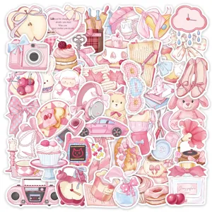 Roze meisjesachtige schattige waterdichte stickers set voor notebook telefoon DIY decoratief