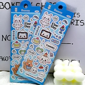 Schattige konijn dagboek stickers waterdichte PET leuke dier decoratieve stickers voor knutselen