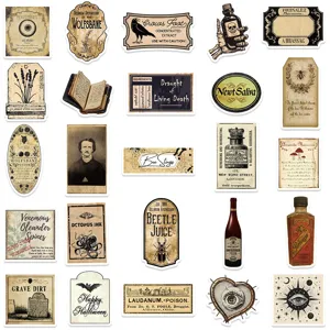 50pcs Vintage Gothic Potion Apothecary Label Stickers for Journal Water Bottle Laptop