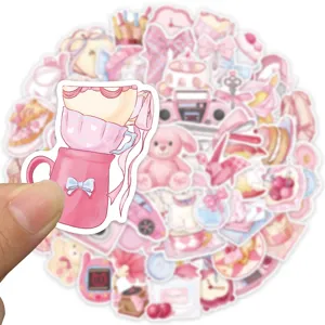Roze esthetische stickers set schattig coquette dagboek DIY deco laptop telefoon waterfles