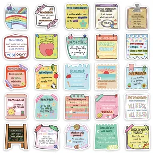 Mental health motivational quotes waterproof stickers set for water bottles luggage decor.