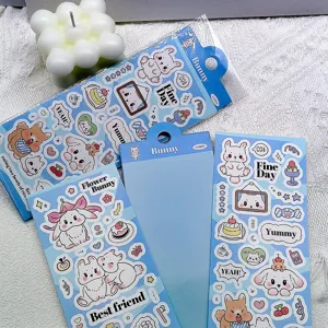 Schattige konijn dagelijkse sticker vellen waterdicht PET leuk konijntje planner decoratie.