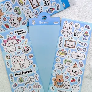 Leuke witte konijn dagelijkse sticker set waterdicht PET dagboek telefoon decoratie