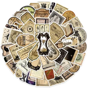 50 Pcs Vintage Gothic Apothecary Potion Label Stickers Waterproof Decals For Journal Laptop