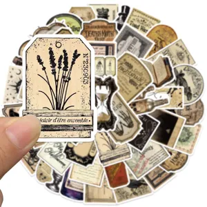 Vintage gothic apothecary potion label stickers detail, retro waterproof sticker pack for journal.