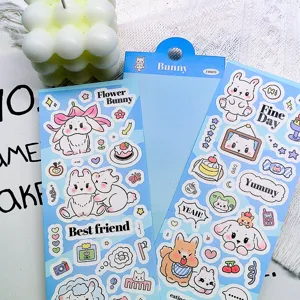 Leuke konijn stickers waterdichte PET stickers 2 vel verpakking voor dagboek bagage decor