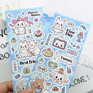 Schattige waterdichte PET dagelijkse stickers met schattige konijn en hond ontwerpen.