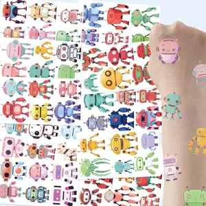 Cartoon robot temporary tattoos sticker sheets for kids party favors body art fun toys.
