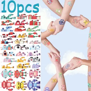 10 sheets cartoon robot temporary tattoo stickers kids body art party favor fun toys