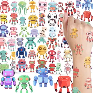 Cute cartoon robot temporary tattoo stickers waterproof kids party body art fake tattoos