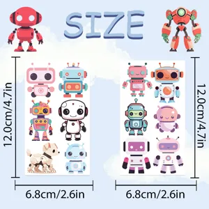 Cartoon robot temporary tattoos sticker sheets for kids party fun body art decoration