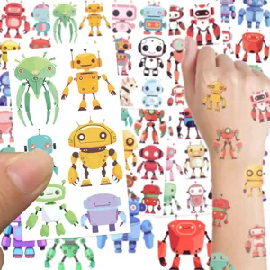 Cartoon robot temporary tattoo stickers set for kids party fun body art cute designs 10 sheets