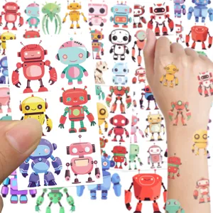 Colorful cartoon robot temporary tattoo stickers for kids party body art funny toys 10pcs