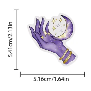 Magische Hexe lila Hand Mondsichel Aufkleber Laptop Ästhetisches Abziehbild 1Stk