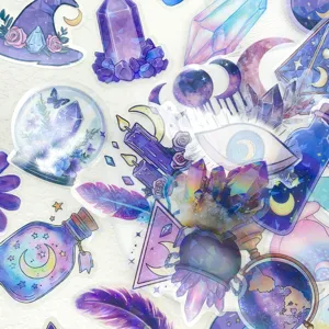 50 Stk. Magische Hexe Kristall Aufkleber Lila Ästhetische DIY Vinyls für Laptop
