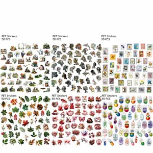 Transparent PET Waterproof Sticker Set Cute Cartoon Graffiti DIY Decorative Stickers For Journal Phone Computer Scrapbook Crafts