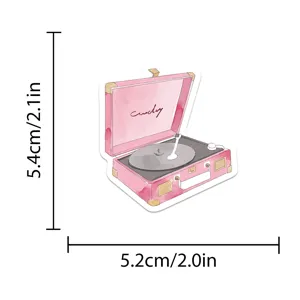 Simpatico adesivo per giradischi rosa impermeabile in vinile per laptop diario arredamento