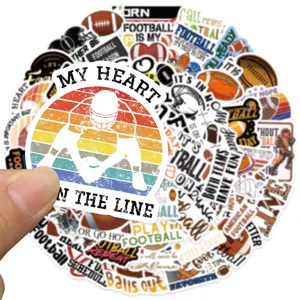 50 Pcs Autocollants de Football Américain Étanches Stickers Vinyle pour Ordinateur Casque