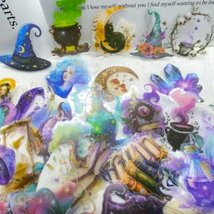 Transparent PET waterproof mystical magic stickers set for journaling, phone and laptop decor.