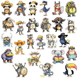Cute cartoon wild animal portrait waterproof stickers set for luggage and phone DIY decor 50pcs