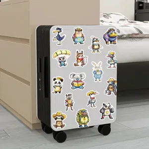 Cute cartoon wild animal portrait waterproof stickers detail view, ideal for luggage and phone DIY.