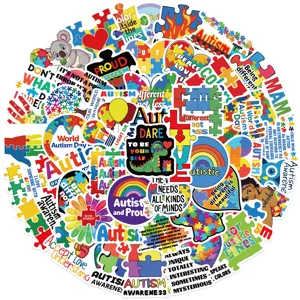 50pz Autismo Consapevolezza Adesivi Impermeabili in Vinile per Laptop Valigia Borraccia