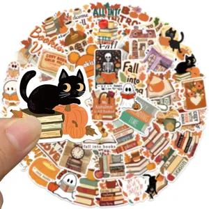 50 Pcs Bookish Fall Stickers Aesthetic Autumn Reading Decals for Laptop Water Bottle Case