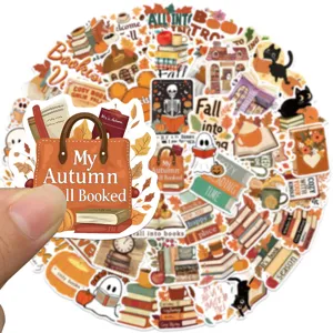 50pcs Bookish Fall Autumn Aesthetic Stickers Waterproof Decals for Laptop and Luggage