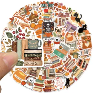 Bookish Fall autumn reading stickers set, Maillard waterproof vinyl decal for laptop and phone.